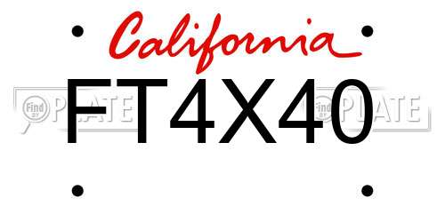 FT4X40 California License Plate