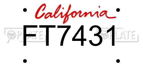 FT7431 California License Plate