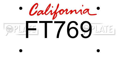FT769 California License Plate
