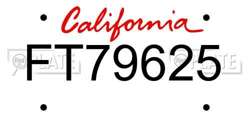 FT79625 California License Plate