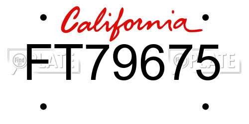 FT79675 California License Plate