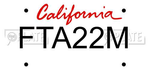 FTA22M California License Plate