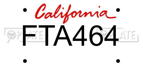 FTA464 California License Plate