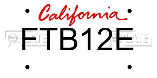 FTB12E California License Plate