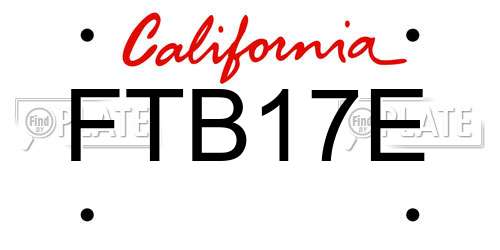 FTB17E California License Plate