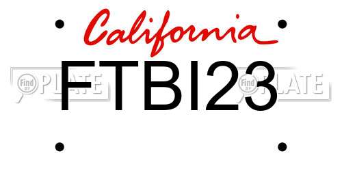 FTBI23 California License Plate