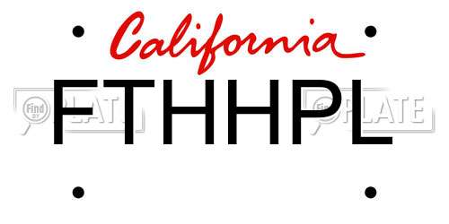 FTHHPL California License Plate