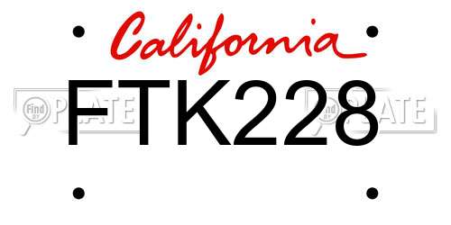 FTK228 California License Plate