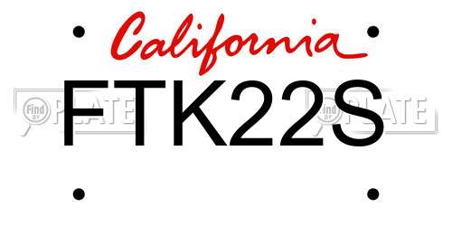 FTK22S California License Plate