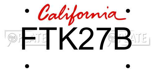 FTK27B California License Plate
