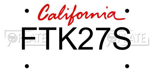 FTK27S California License Plate