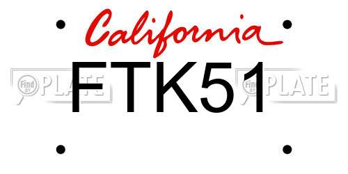 FTK51 California License Plate