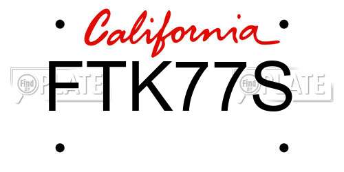 FTK77S California License Plate