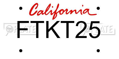 FTKT25 California License Plate