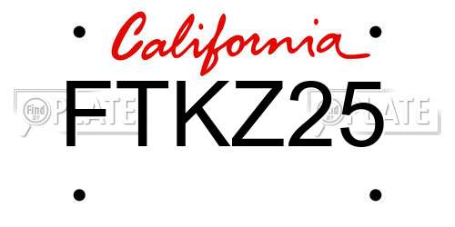 FTKZ25 California License Plate