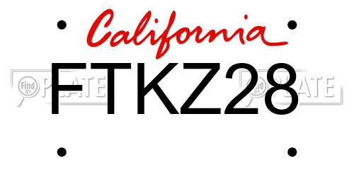 FTKZ28 California License Plate