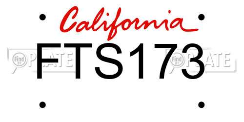 FTS173 California License Plate