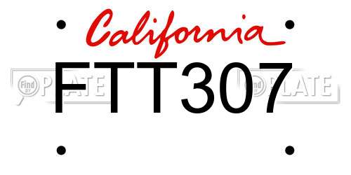FTT307 California License Plate