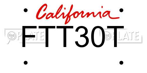 FTT30T California License Plate