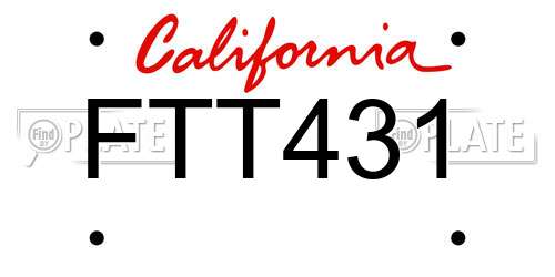 FTT431 California License Plate