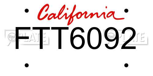 FTT6092 California License Plate