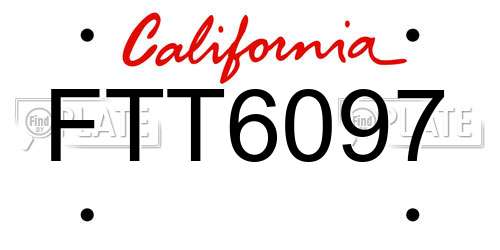 FTT6097 California License Plate
