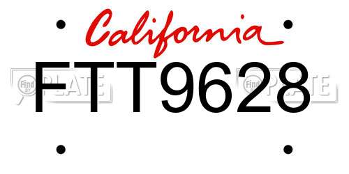 FTT9628 California License Plate