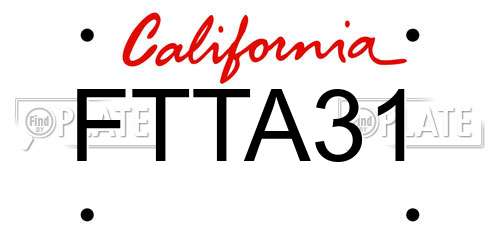 FTTA31 California License Plate