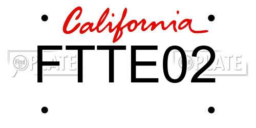 FTTE02 California License Plate