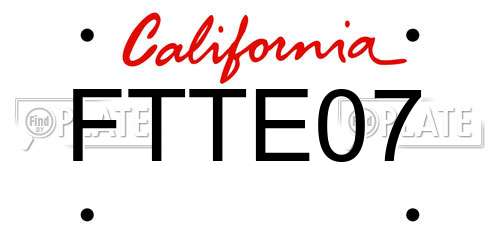 FTTE07 California License Plate