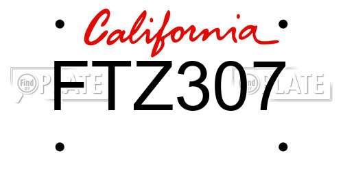 FTZ307 California License Plate