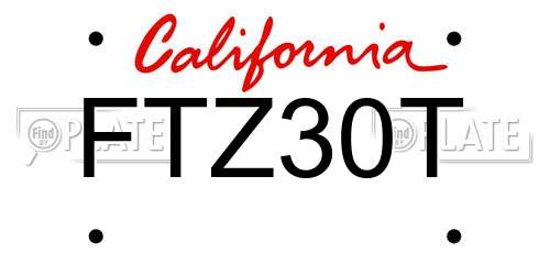 FTZ30T California License Plate