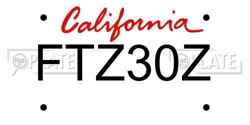 FTZ30Z California License Plate