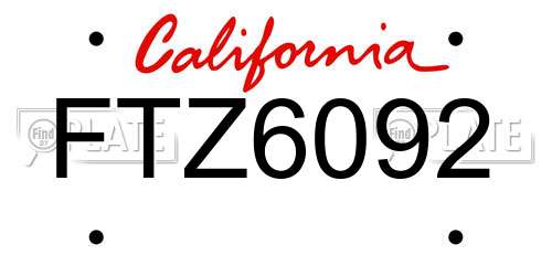 FTZ6092 California License Plate