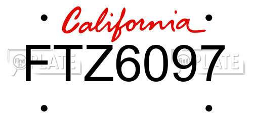 FTZ6097 California License Plate