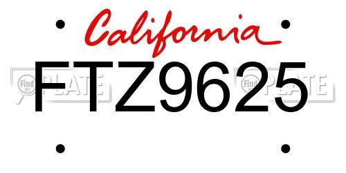 FTZ9625 California License Plate