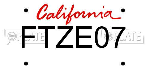 FTZE07 California License Plate
