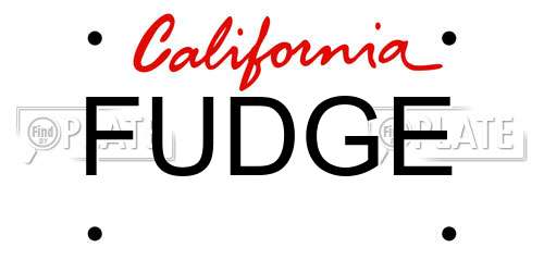FUDGE California License Plate