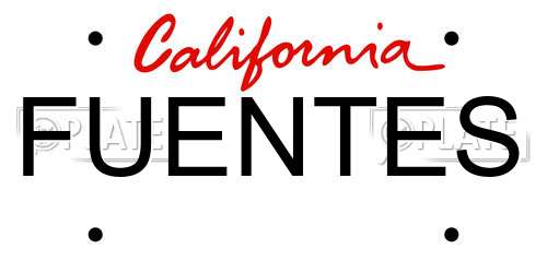 FUENTES California License Plate