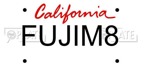 FUJIM8 California License Plate