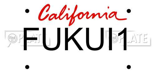 FUKUI1 California License Plate