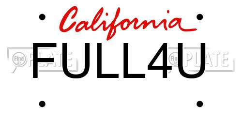FULL4U California License Plate
