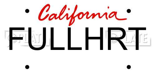 FULLHRT California License Plate