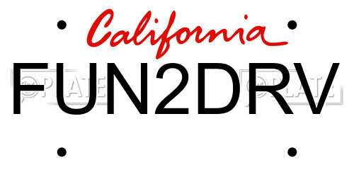 FUN2DRV California License Plate