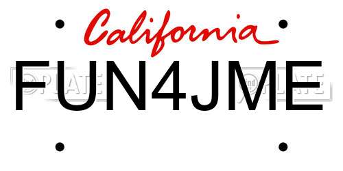 FUN4JME California License Plate