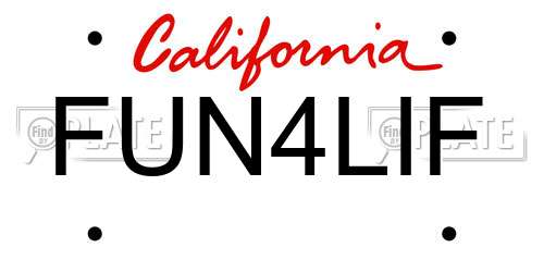 FUN4LIF California License Plate