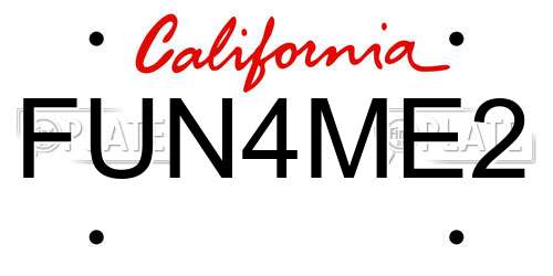 FUN4ME2 California License Plate