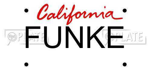 FUNKE California License Plate