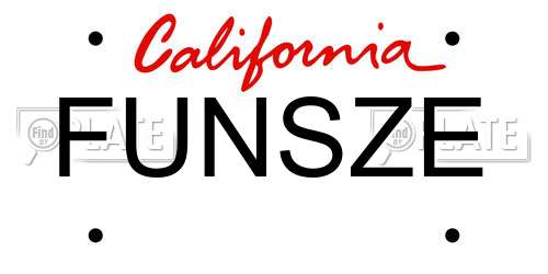 FUNSZE California License Plate