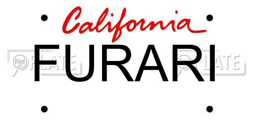 FURARI California License Plate